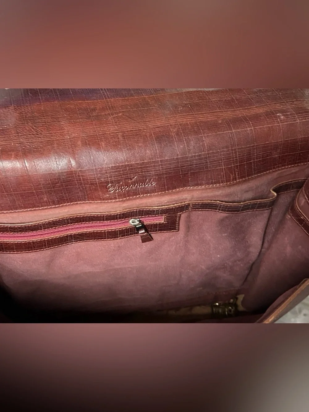 Authentic Vintage FACCONABLE Brown Leather Briefcase Tote Attache